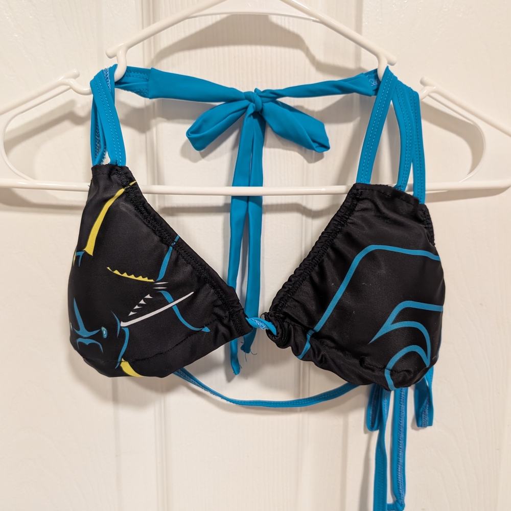 Stylish Black and Blue Bikini Top